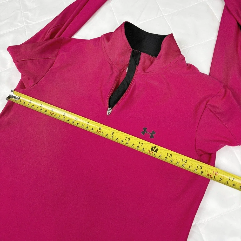 Under Armour Pink Quarter Zip Pullover Womens Medium Fitted Athletic - Picture 6 of 8